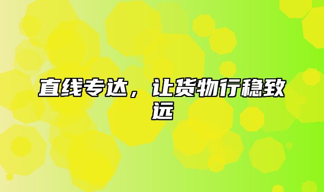 直线专达，让货物行稳致远