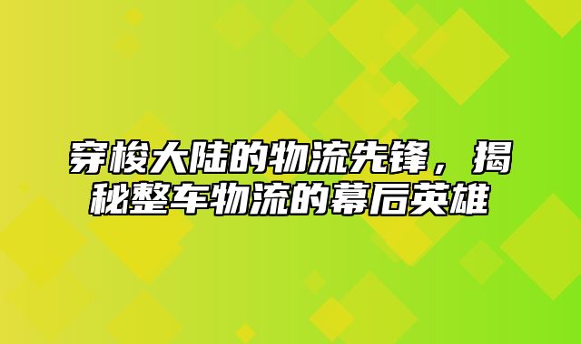 穿梭大陆的物流先锋，揭秘整车物流的幕后英雄