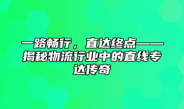 一路畅行，直达终点——揭秘物流行业中的直线专达传奇