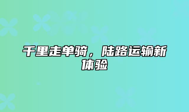 千里走单骑，陆路运输新体验