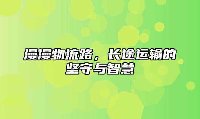 漫漫物流路，长途运输的坚守与智慧