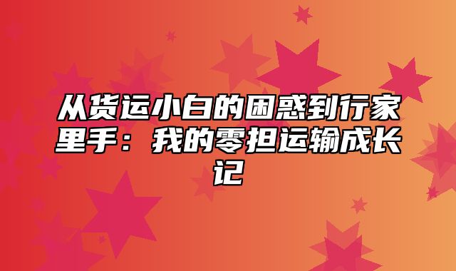 从货运小白的困惑到行家里手：我的零担运输成长记