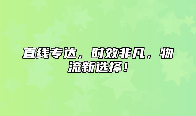 直线专达，时效非凡，物流新选择！