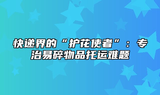 快递界的“护花使者”：专治易碎物品托运难题