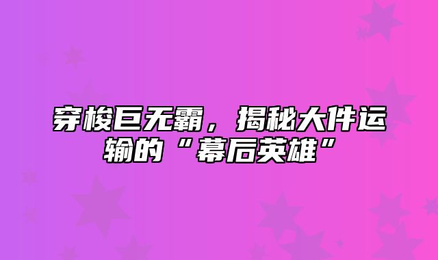 穿梭巨无霸，揭秘大件运输的“幕后英雄”