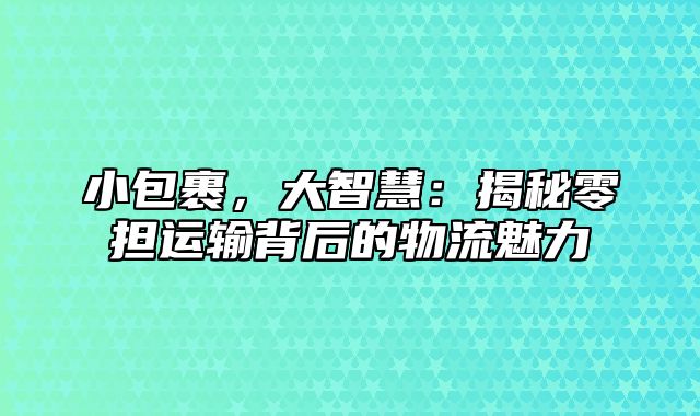 小包裹，大智慧：揭秘零担运输背后的物流魅力