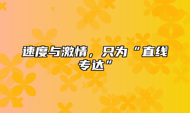 速度与激情，只为“直线专达”