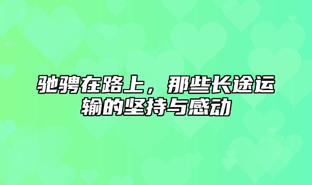 驰骋在路上，那些长途运输的坚持与感动