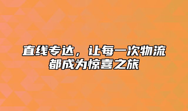 直线专达，让每一次物流都成为惊喜之旅