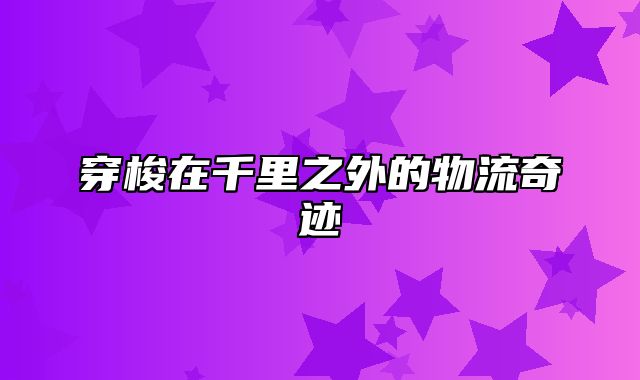 穿梭在千里之外的物流奇迹