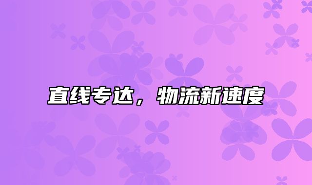 直线专达，物流新速度