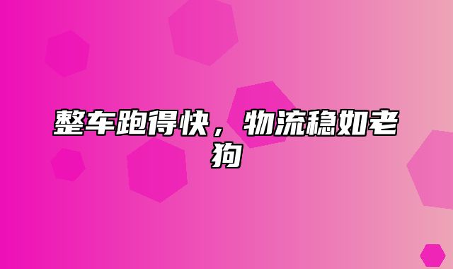 整车跑得快，物流稳如老狗