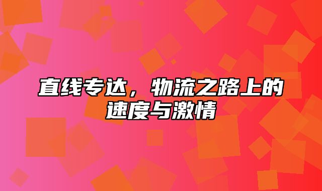直线专达，物流之路上的速度与激情