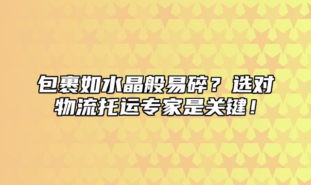 包裹如水晶般易碎？选对物流托运专家是关键！