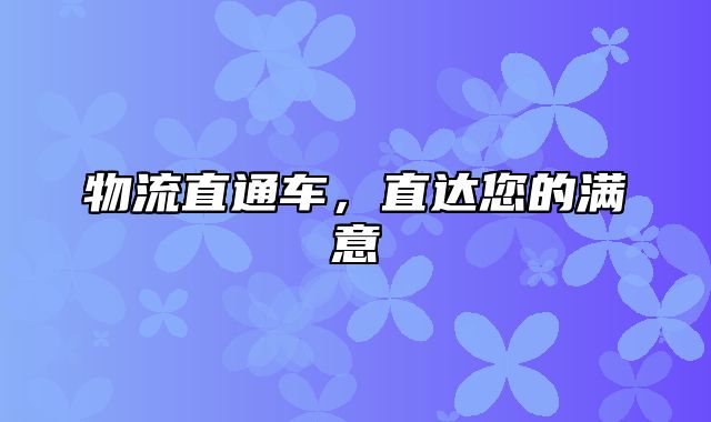 物流直通车，直达您的满意