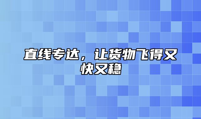 直线专达，让货物飞得又快又稳