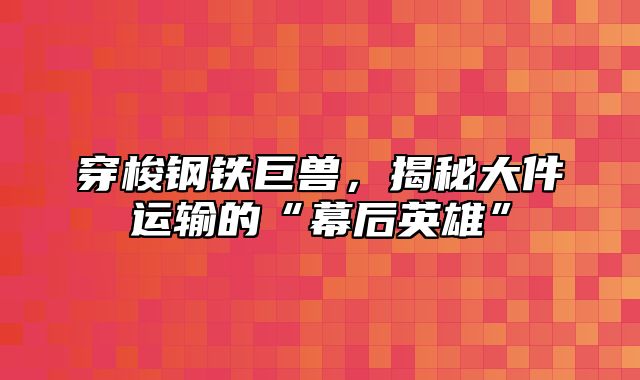 穿梭钢铁巨兽，揭秘大件运输的“幕后英雄”