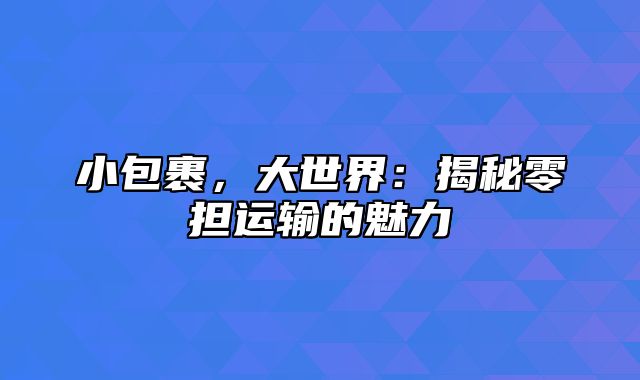 小包裹，大世界：揭秘零担运输的魅力