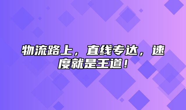 物流路上，直线专达，速度就是王道！