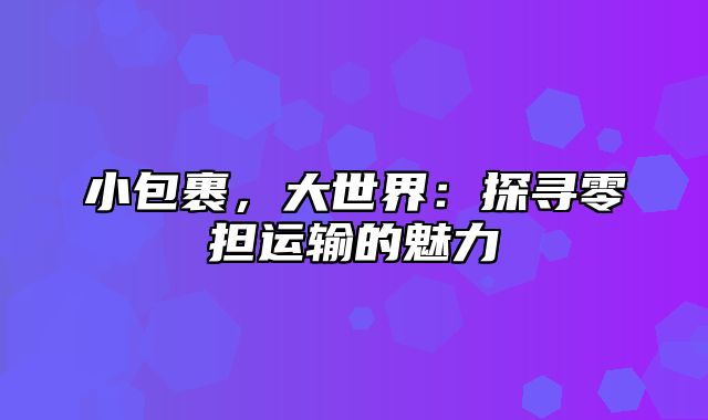 小包裹，大世界：探寻零担运输的魅力