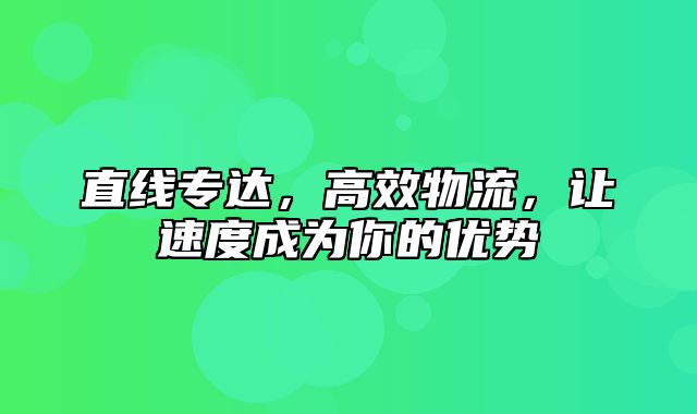 直线专达，高效物流，让速度成为你的优势
