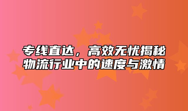 专线直达，高效无忧揭秘物流行业中的速度与激情