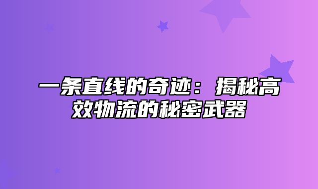 一条直线的奇迹：揭秘高效物流的秘密武器