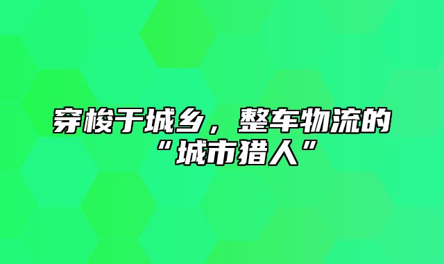 穿梭于城乡，整车物流的“城市猎人”