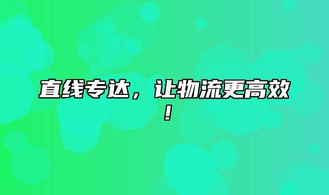 直线专达，让物流更高效！