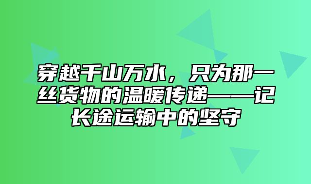 穿越千山万水，只为那一丝货物的温暖传递——记长途运输中的坚守