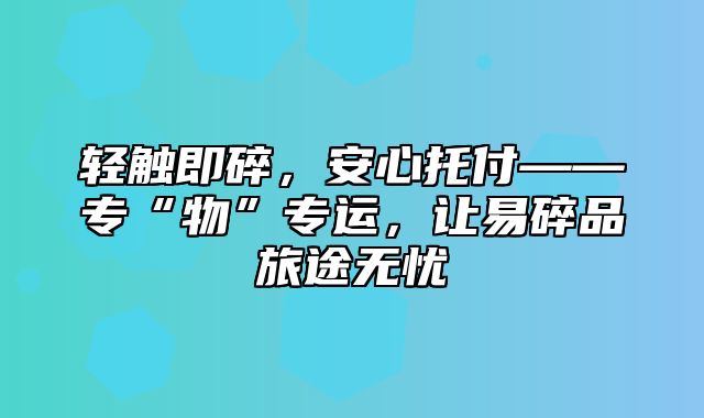 轻触即碎，安心托付——专“物”专运，让易碎品旅途无忧