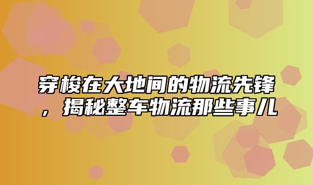 穿梭在大地间的物流先锋，揭秘整车物流那些事儿