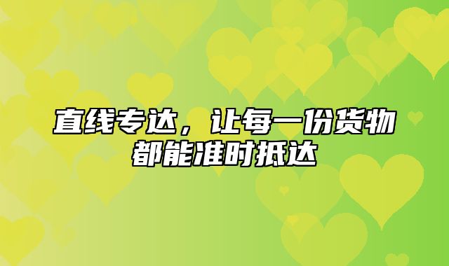 直线专达，让每一份货物都能准时抵达