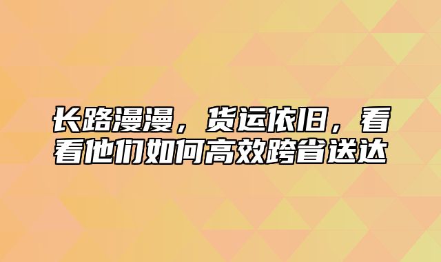 长路漫漫，货运依旧，看看他们如何高效跨省送达