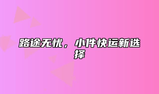 路途无忧，小件快运新选择