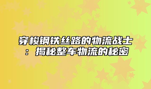 穿梭钢铁丝路的物流战士：揭秘整车物流的秘密