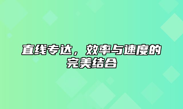 直线专达，效率与速度的完美结合