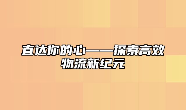 直达你的心——探索高效物流新纪元