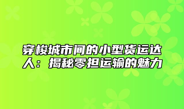 穿梭城市间的小型货运达人：揭秘零担运输的魅力
