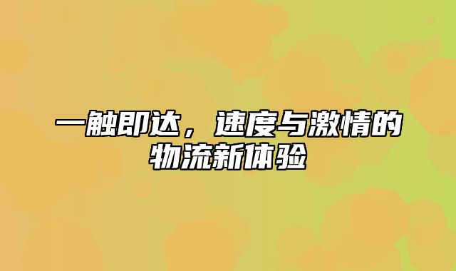 一触即达，速度与激情的物流新体验