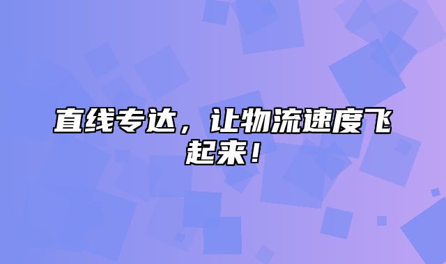 直线专达，让物流速度飞起来！