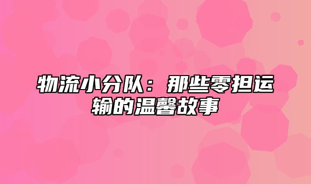物流小分队：那些零担运输的温馨故事