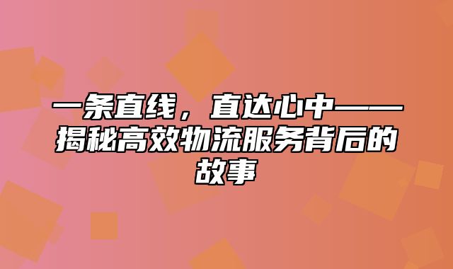 一条直线，直达心中——揭秘高效物流服务背后的故事