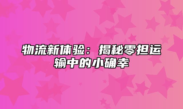 物流新体验：揭秘零担运输中的小确幸