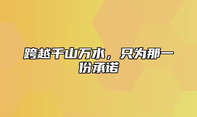 跨越千山万水，只为那一份承诺