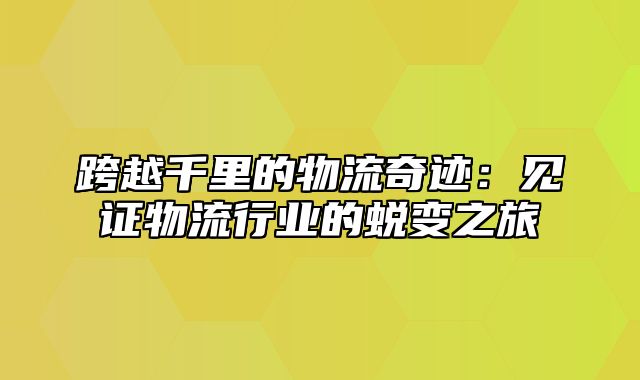跨越千里的物流奇迹：见证物流行业的蜕变之旅