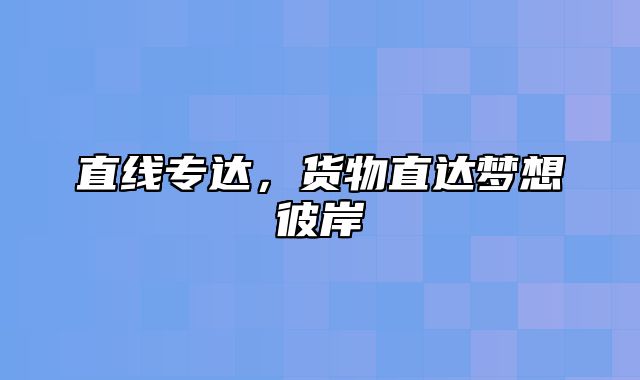 直线专达，货物直达梦想彼岸