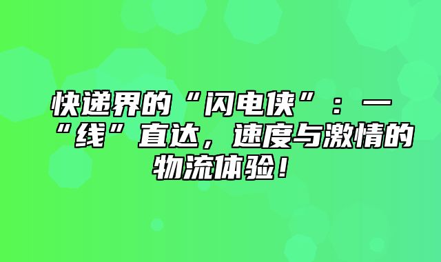 快递界的“闪电侠”：一“线”直达，速度与激情的物流体验！
