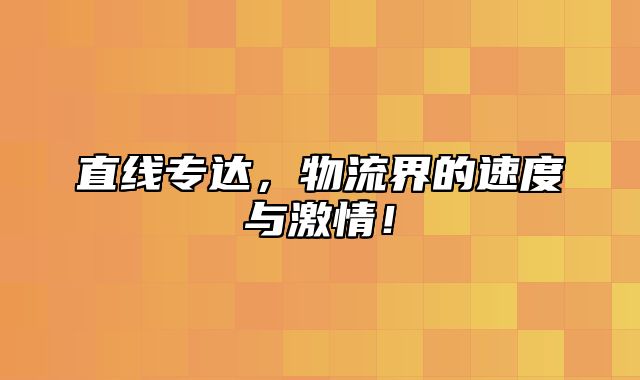直线专达，物流界的速度与激情！