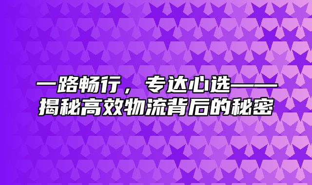 一路畅行，专达心选——揭秘高效物流背后的秘密